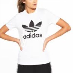Adidas unisex white black oversized basic t-shirt